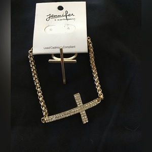 Jennifer &Co Rhinestone Cross Bracelet and Ring